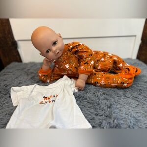 Baby Halloween Pajama & Shirt Set NB My First Halloween Zip Footie + Top